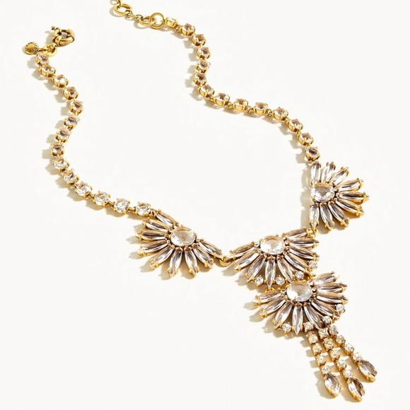 NWT Luxury Minimalist Wedding J. Crew Crystal Fan Statement Necklace